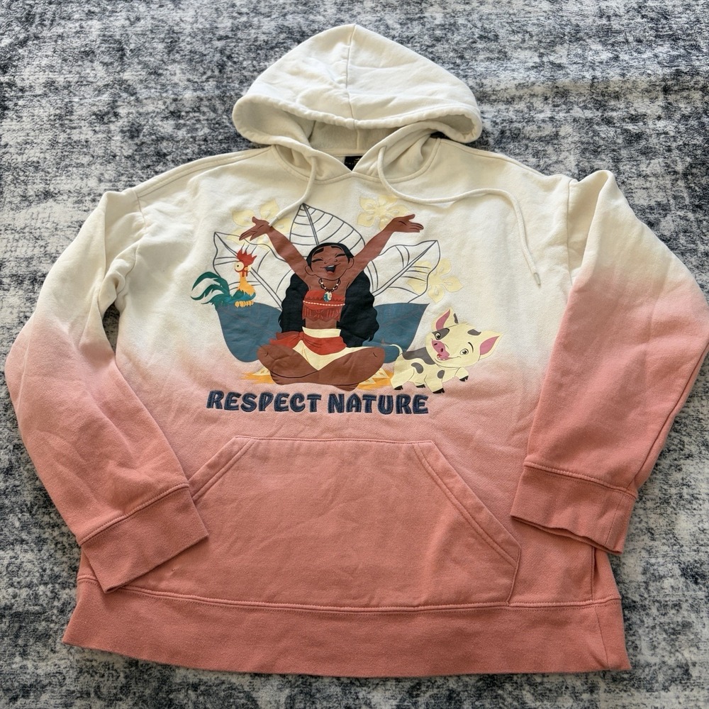 Disney Moana Respect Nature‎ Dip-Dye Hoodie Womens Medium Boxlunch Sweatshirt